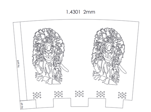 Feuerkelch™ personalisiert – Gravur WäggisKopf, Material: Chromstahl